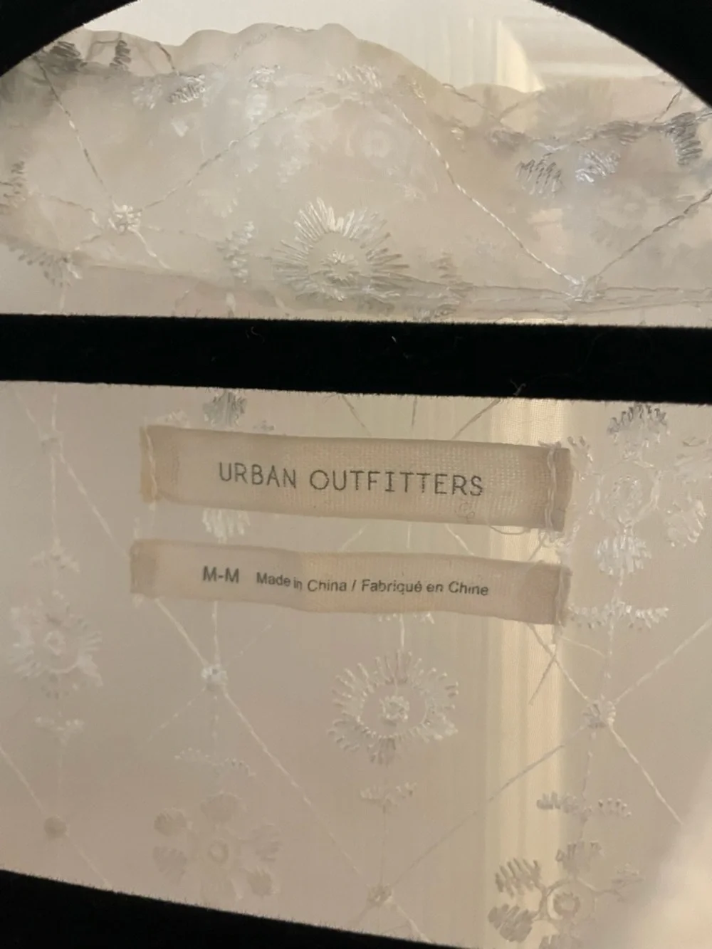 Urban Outfitters White Sheer Embroidered Button-Down Shirt - Picture 3 of 3